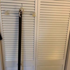 Earnda Black Faux Leather Belt with Gold Buckle